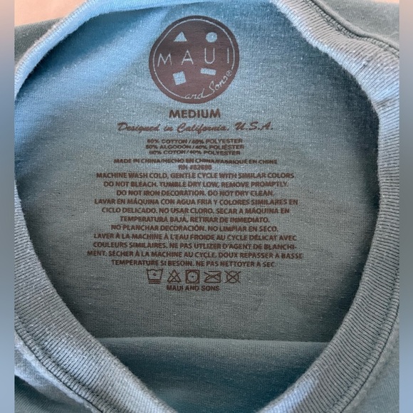 Maui T-Shirt Men's Medium Short Sleeve Blue Cotton Blend Stained Adults M - Picture 5 of 5